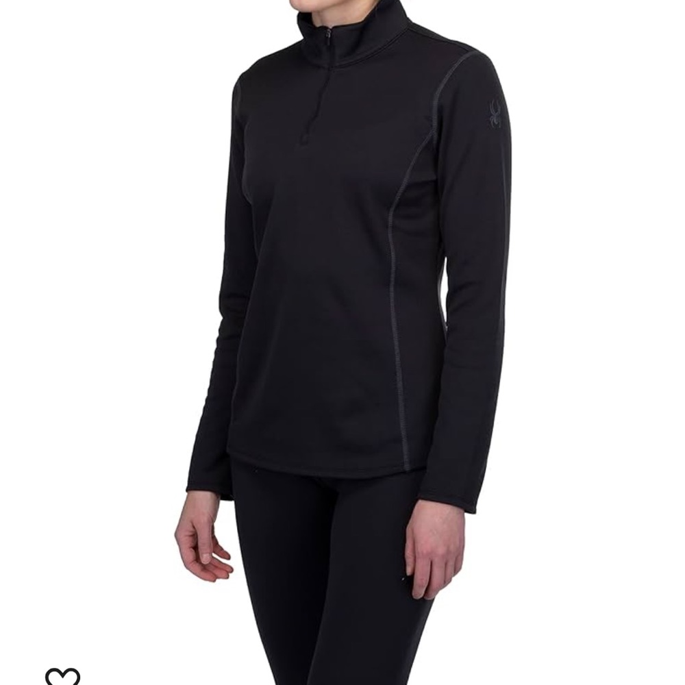 Spyder 1/4 Zip Pullover Women's baselayer Top Sz Small Logo Black Long Sleeve